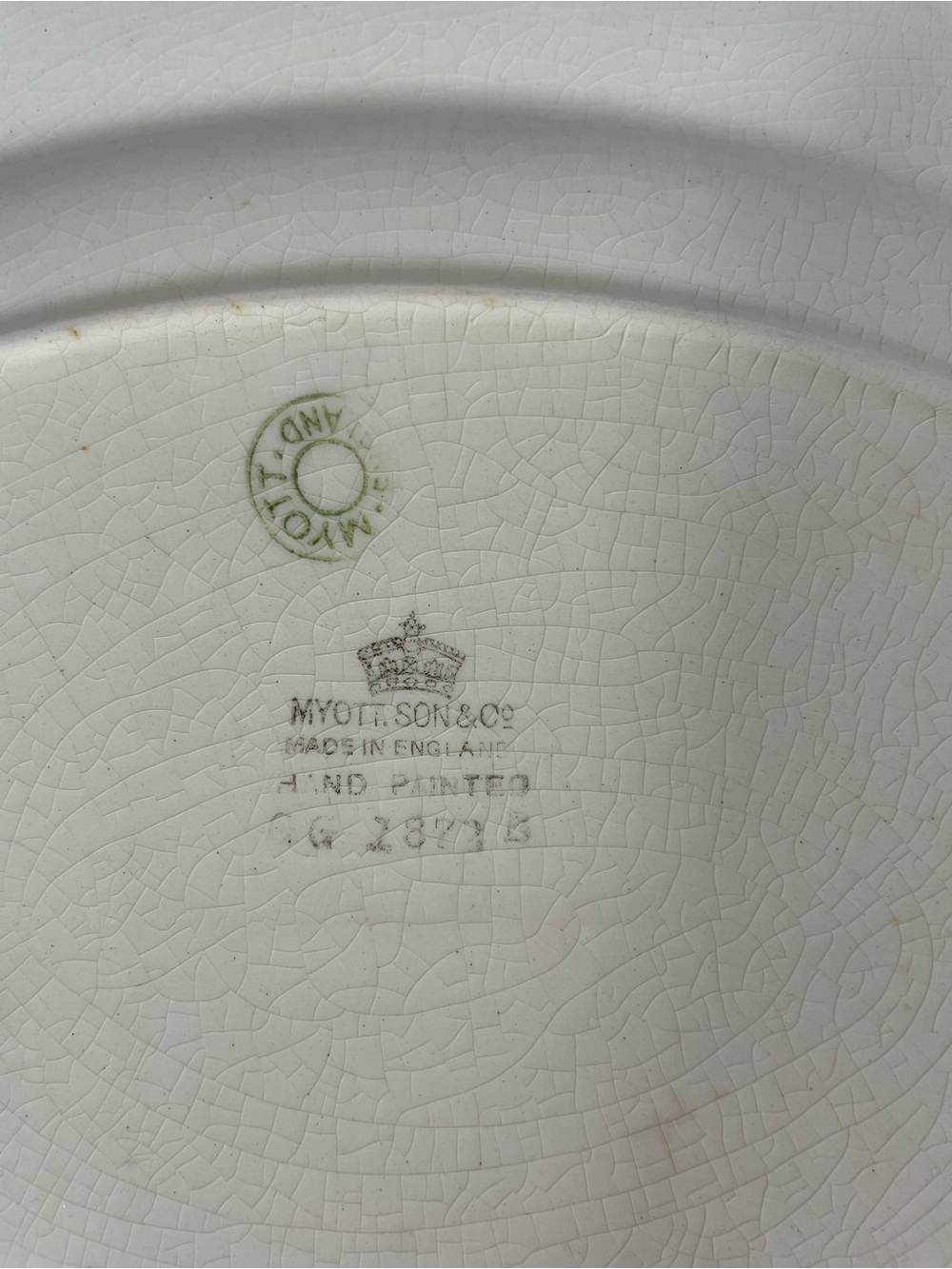 Vintage Myott Son & Co Hand Painted Trees Oval Ceramic Platter Made in England - Picture 6 of 7